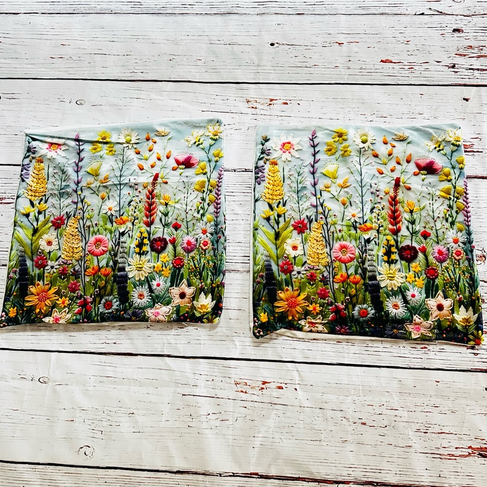 Bundle of 2 Square Spring Pillow cases! NWOT